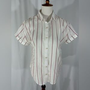 Universal Thread White and Red Striped Button Down Shirt